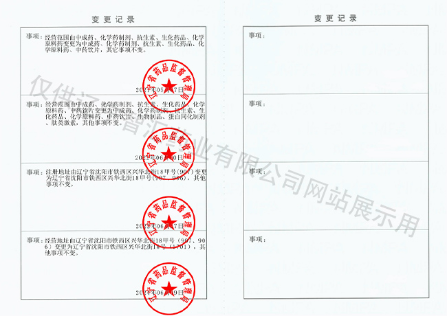 藥品經(jīng)營(yíng)許可證變更記錄